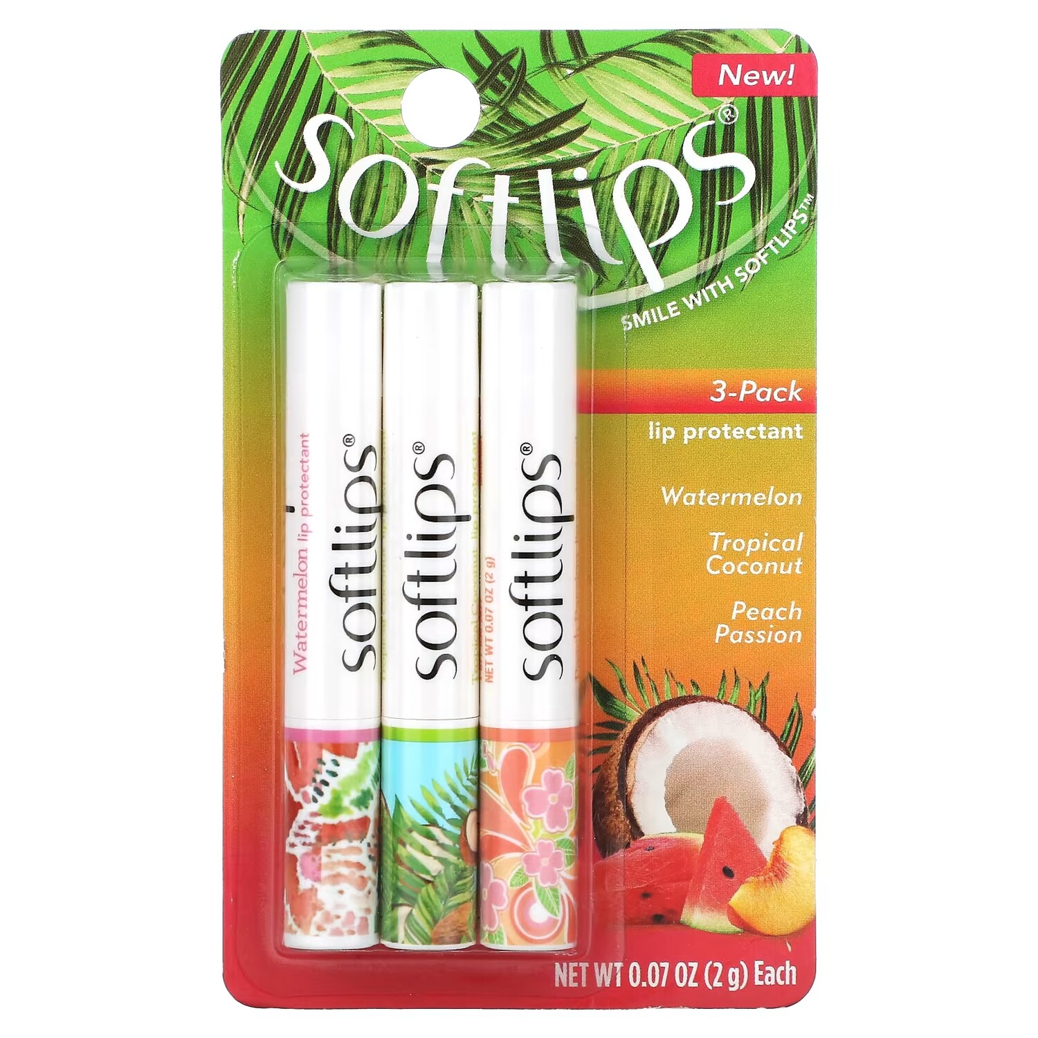 Защитное средство для губ Softlips Watermelon Tropical Coconut Peach Passion — фото 2