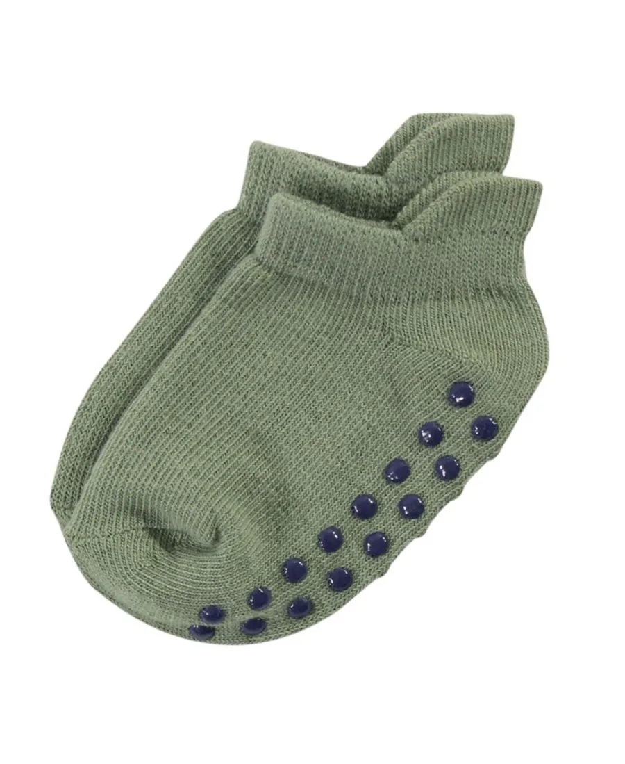 Носки Safe Steps из натурального хлопка с противоскользящим покрытием Touched by Nature, solid синий черный — фото 4