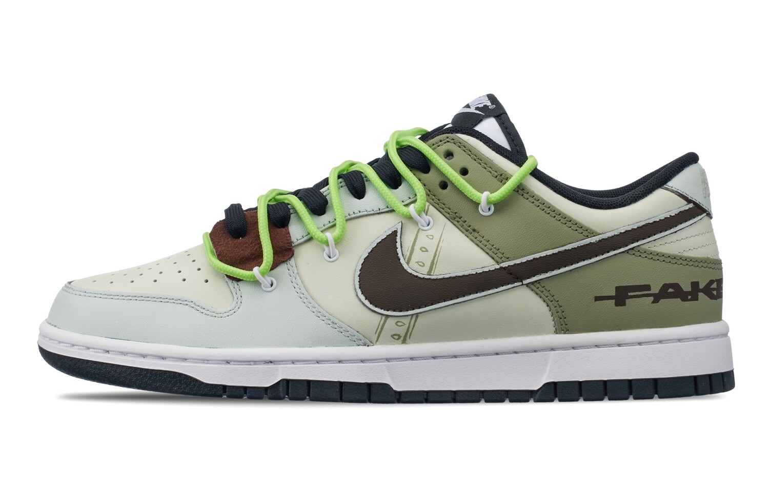 

Кроссовки Nike Dunk Skateboarding Shoes Unisex Low-top Yellow/green/brown, зеленый