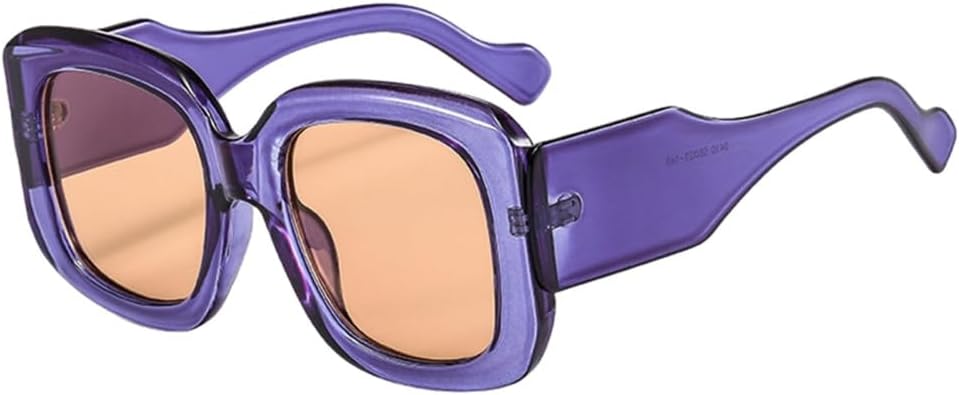 

Солнцезащитные очки LVTFCO в стиле панк-ретро с широкой оправой, для мужчин и женщин, модные, с защитой от УФ-излучения UV400, винтажные, фиолетово-розовые, один размер, Purple Pink