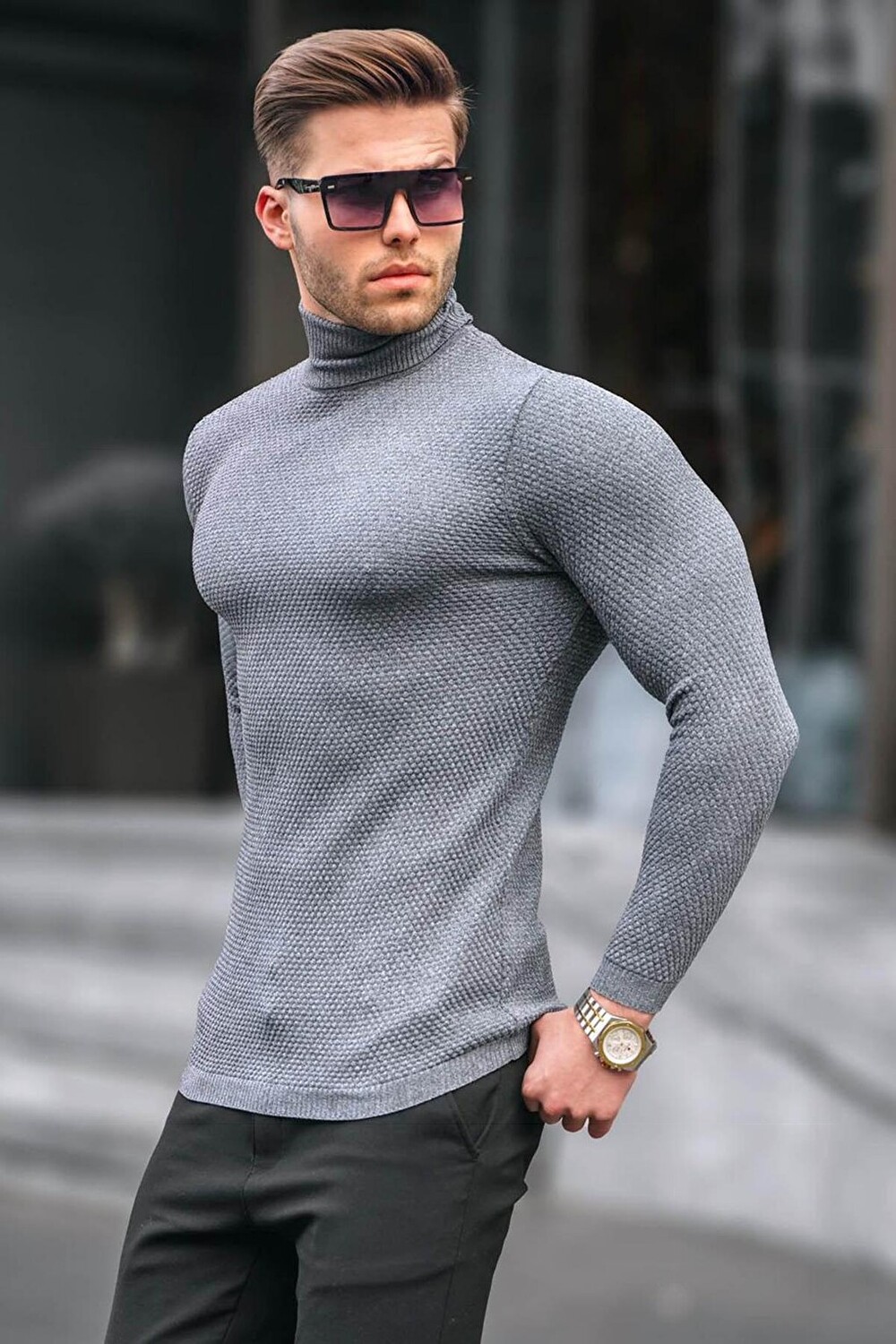

Мужской трикотажный свитер Anthracite Turtleneck 6306 MADMEXT