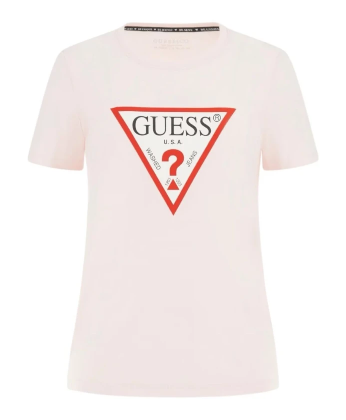 

Светло-Розовая футболка с короткими рукавами Guess, розовый