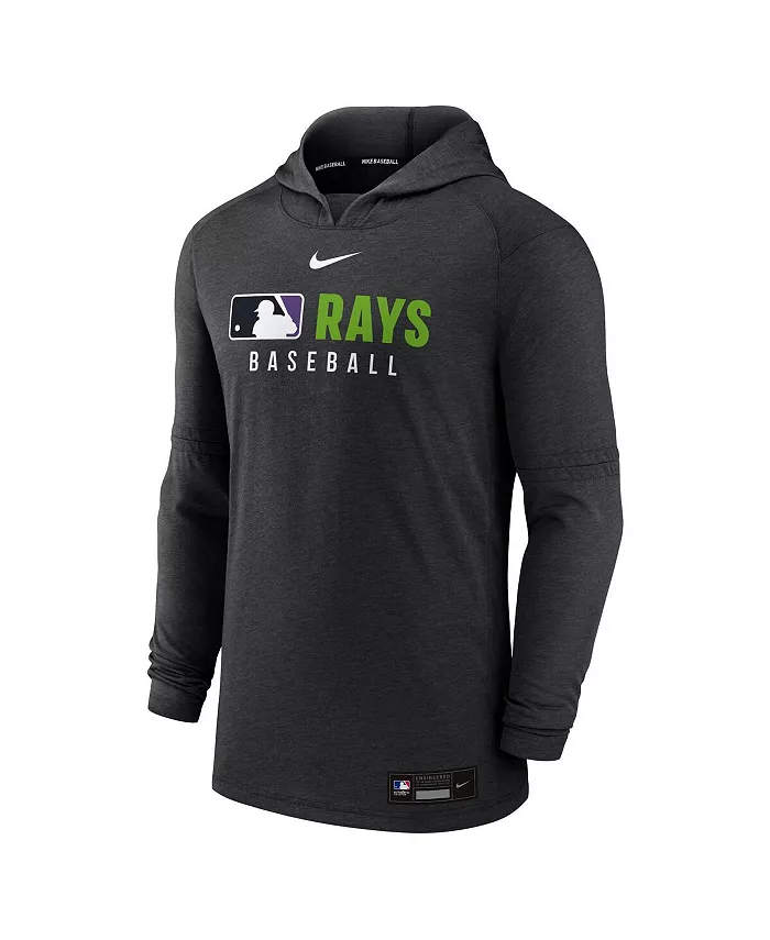 Мужская худи из трикотажной ткани Heather Black Tampa Bay Rays Authentic Collection Performance Pullover Nike — фото 3