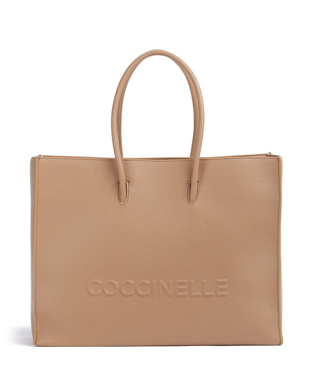 

Сумка-Шоппер Myrtha maxi с логотипом из зернистой коровьей кожи Coccinelle, коричневый
