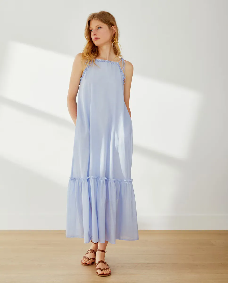 

Женское однотонное платье на бретелях Southern Cotton, индиго