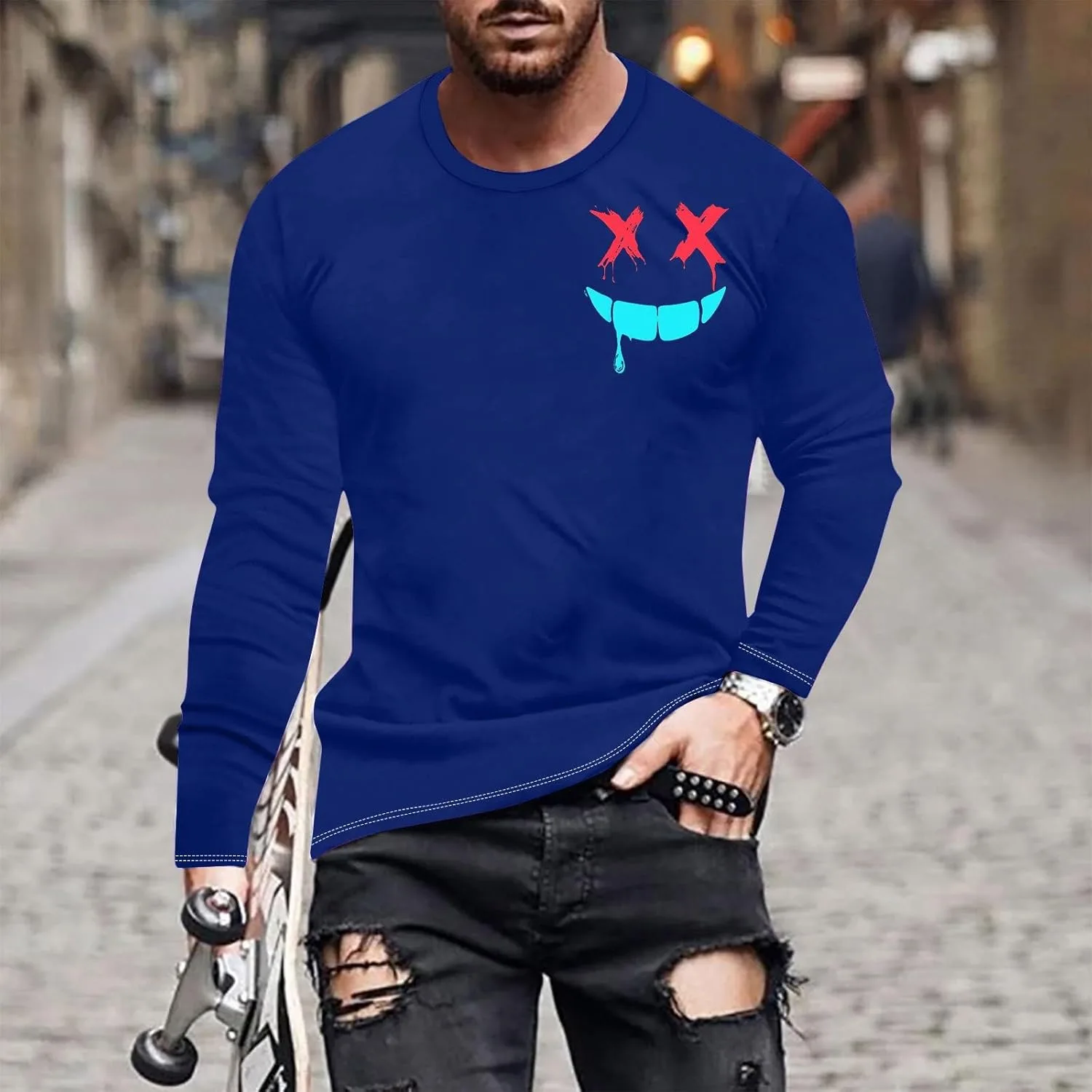 Мужская футболка с длинным рукавом Casual Fashion Crewneck — фото 2