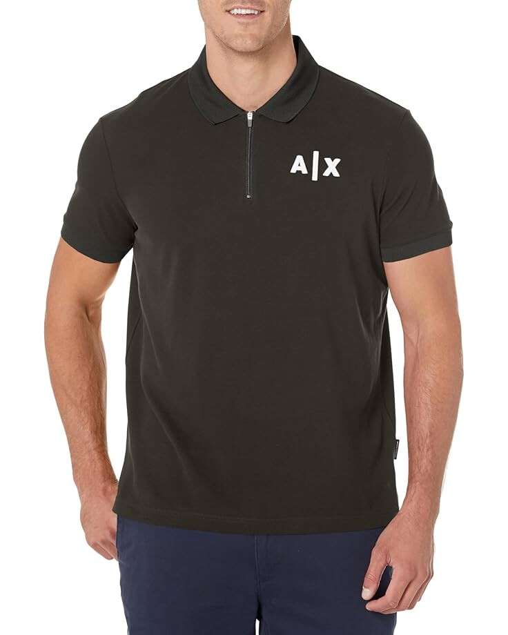 

Поло Armani Exchange AX Logo Zipper, черный