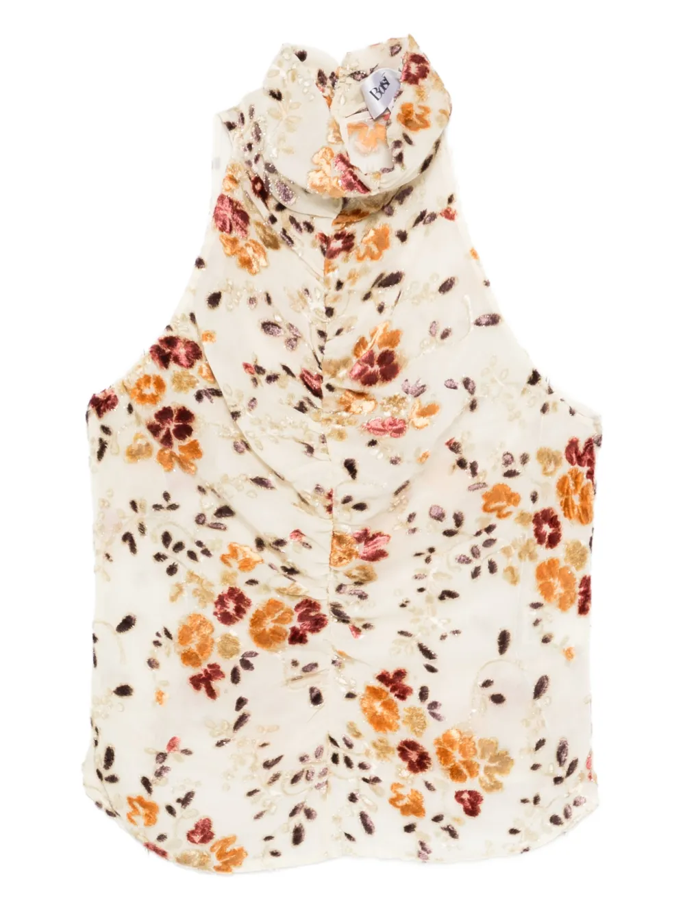 

Блузка со сборками и цветочным принтом Botsi, нейтральный