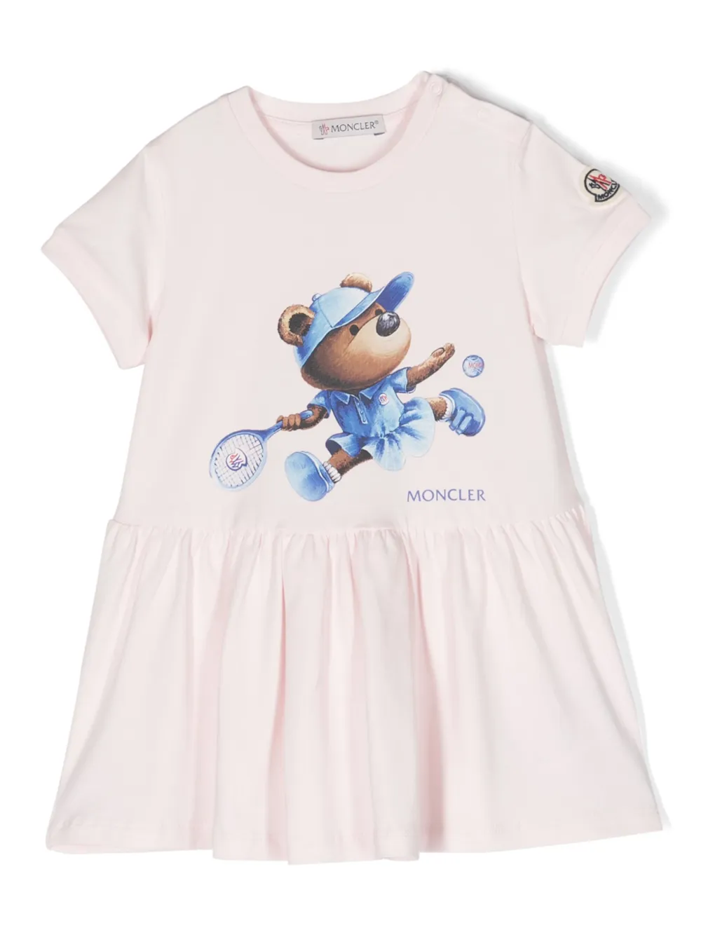 

Расклешенное платье с принтом Moncler Enfant, розовый
