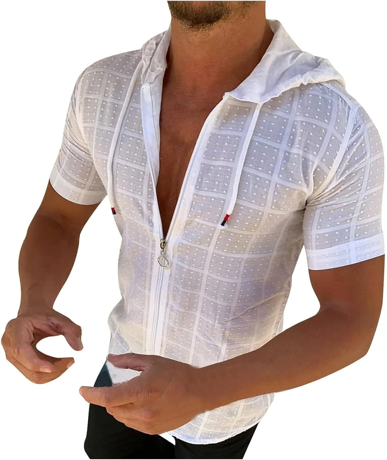 

Мужская худи Slim Fit с коротким рукавом и молнией KGKQHKQ