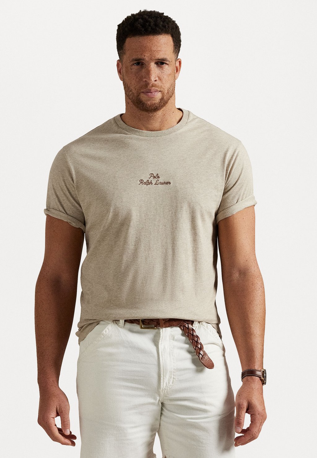 

Футболка с принтом EMBROIDERED-LOGO JERSEY T-SHIRT Polo Ralph Lauren Big & Tall, бежевый