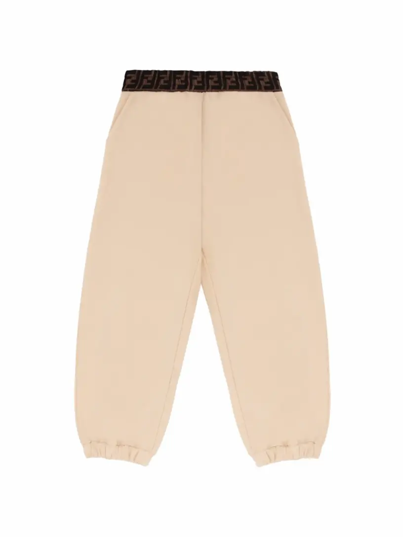 

Хлопковые джоггеры с монограммой Fendi, бежевый