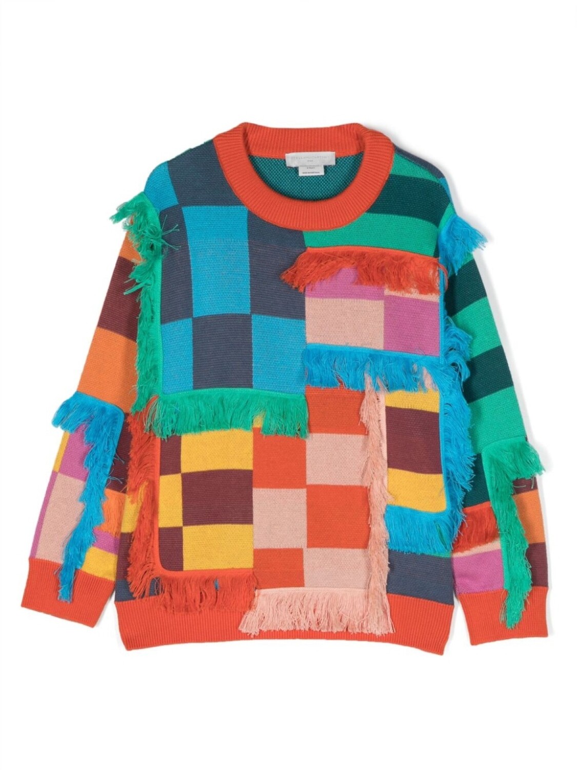 

Stella McCartney Kids клетчатый джемпер с бахромой, зеленый