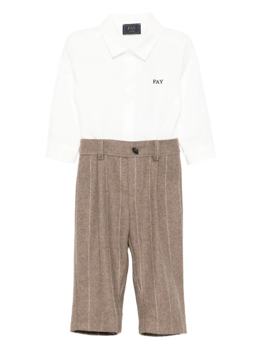 

Комплект из топа и брюк в тонкую полоску Fay Kids, нейтральный