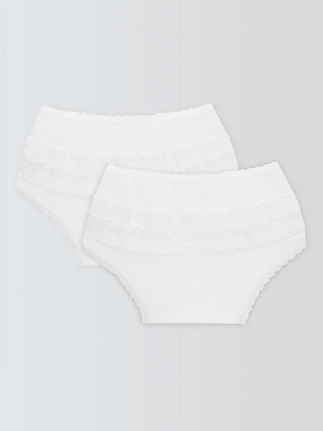 Детские хлопковые штанишки с рюшами John Lewis, Pack of 2, White — фото 2