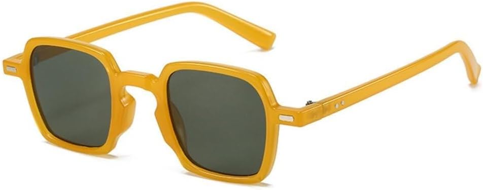 

Винтажные солнцезащитные очки с квадратными заклепками, защита от ультрафиолета UV400, женские солнцезащитные очки, модные очки с прозрачными линзами цвета океана, мужские солнцезащитные очки в тренде LXLHWN, Yellow Dark Green