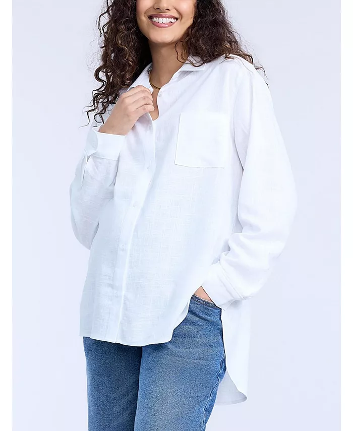 

Длинная рубашка на пуговицах из поплина для беременных - Motherhood Motherhood Maternity, белый