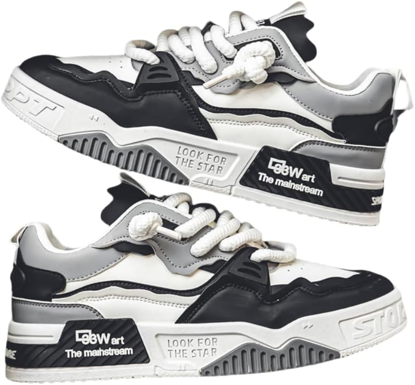 

Мужские модные скейтбордистские кроссовки на толстой подошве для путешествий и всех сезонов, подходят для прогулок по кампусу на открытом воздухе Hhhchpm, черный