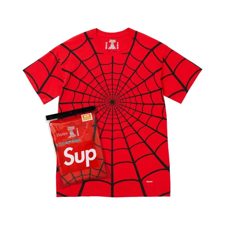Футболки 2 штуки Supreme x Hanes Spider-Man Tagless, красный