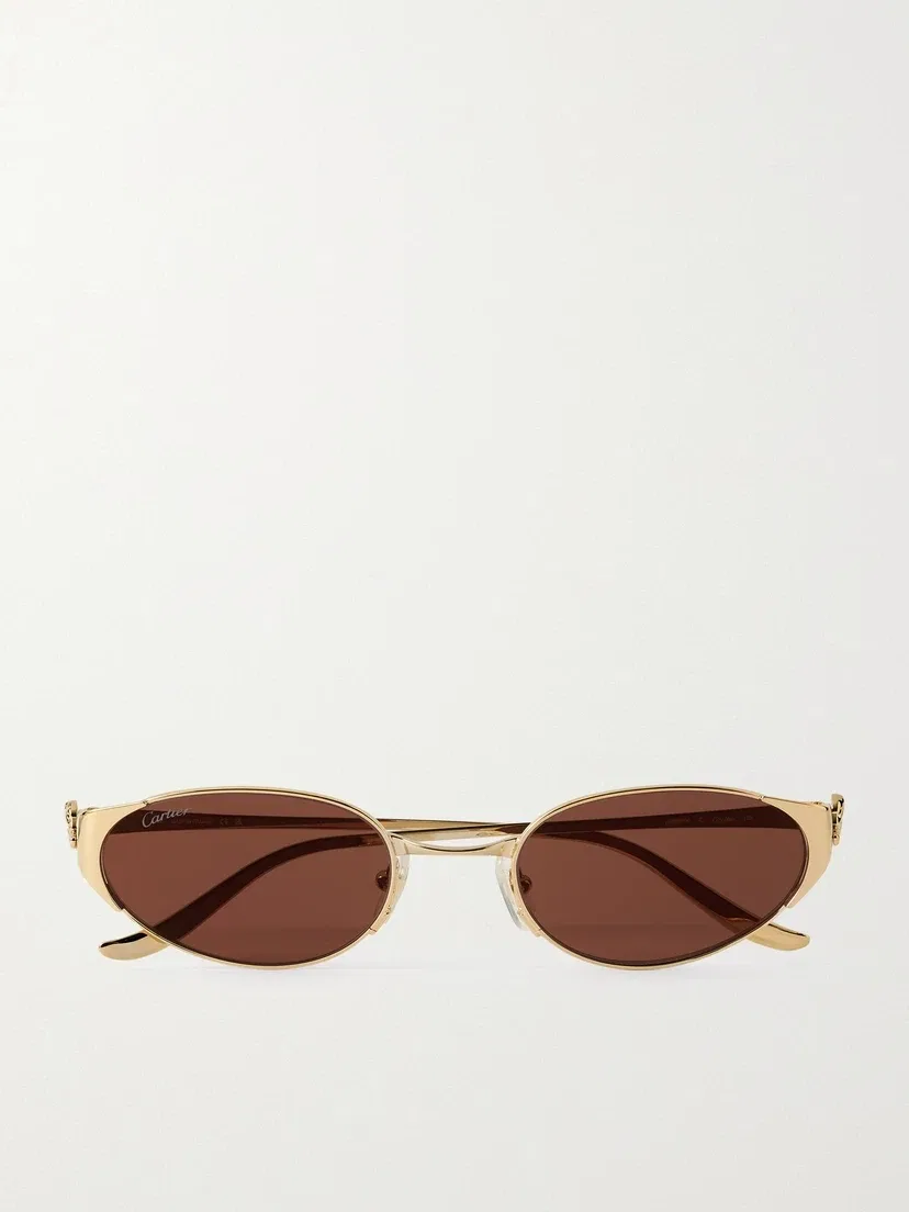 Солнцезащитные очки Panthère de Cartier овальной формы с золотистой оправой Cartier Eyewear, золотой