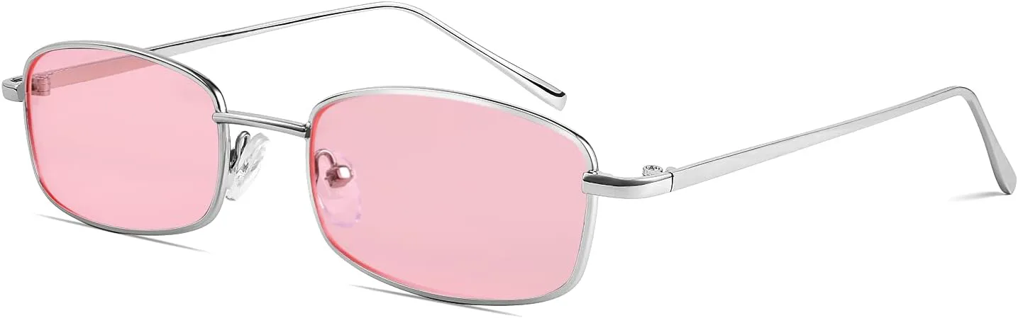 

Солнцезащитные очки FEISEDY винтажные, маленькие, прямоугольные, женские и мужские, в стиле ретро, ​​квадратная металлическая оправа, модель B2295, Silver/Pink