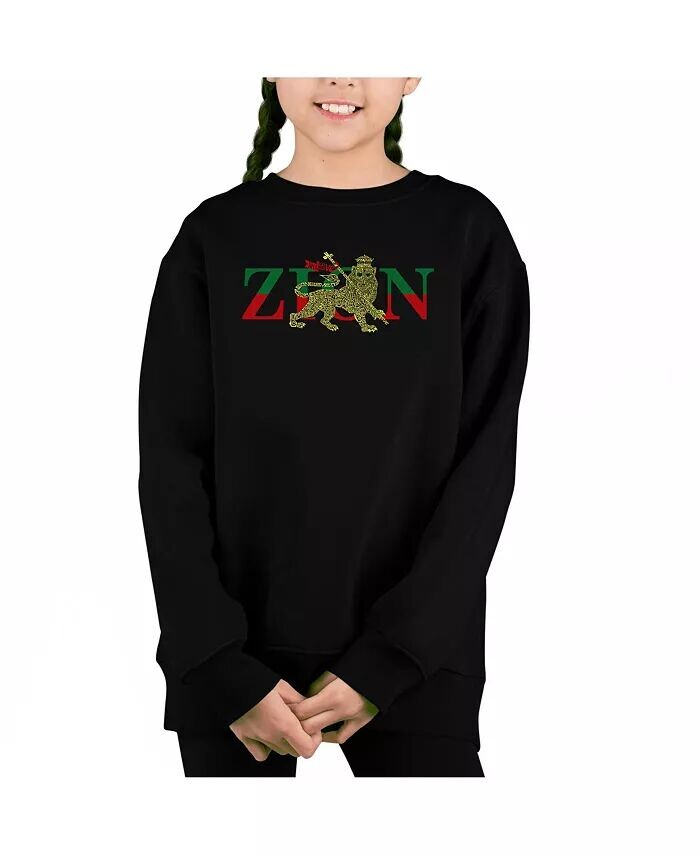 

Zion - One Love - толстовка с круглым вырезом Big Girl's Word Art La Pop Art, красный