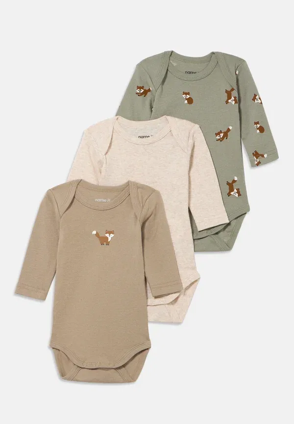 Боди Name It Nbmbody fox 3 pack, оливковый