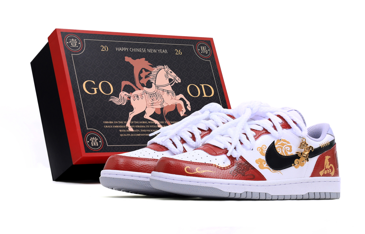 

Кроссовки мужские Big Leather Abrasion Resistant Low top Skateboard Nike, prosperity красный, wealth золото