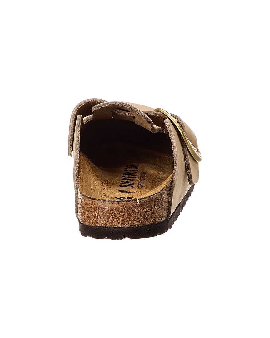 Бостон узкие мюли из кожи с большой пряжкой Birkenstock, нейтральный — фото 3
