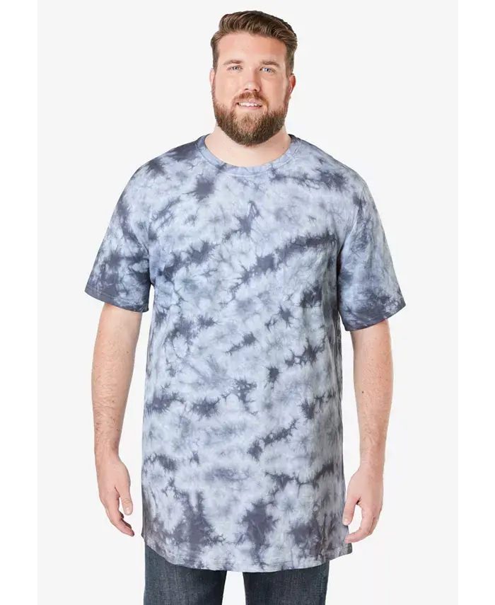 

Большая и высокая футболка с карманом и длинным рукавом без усадки Kingsize, серый