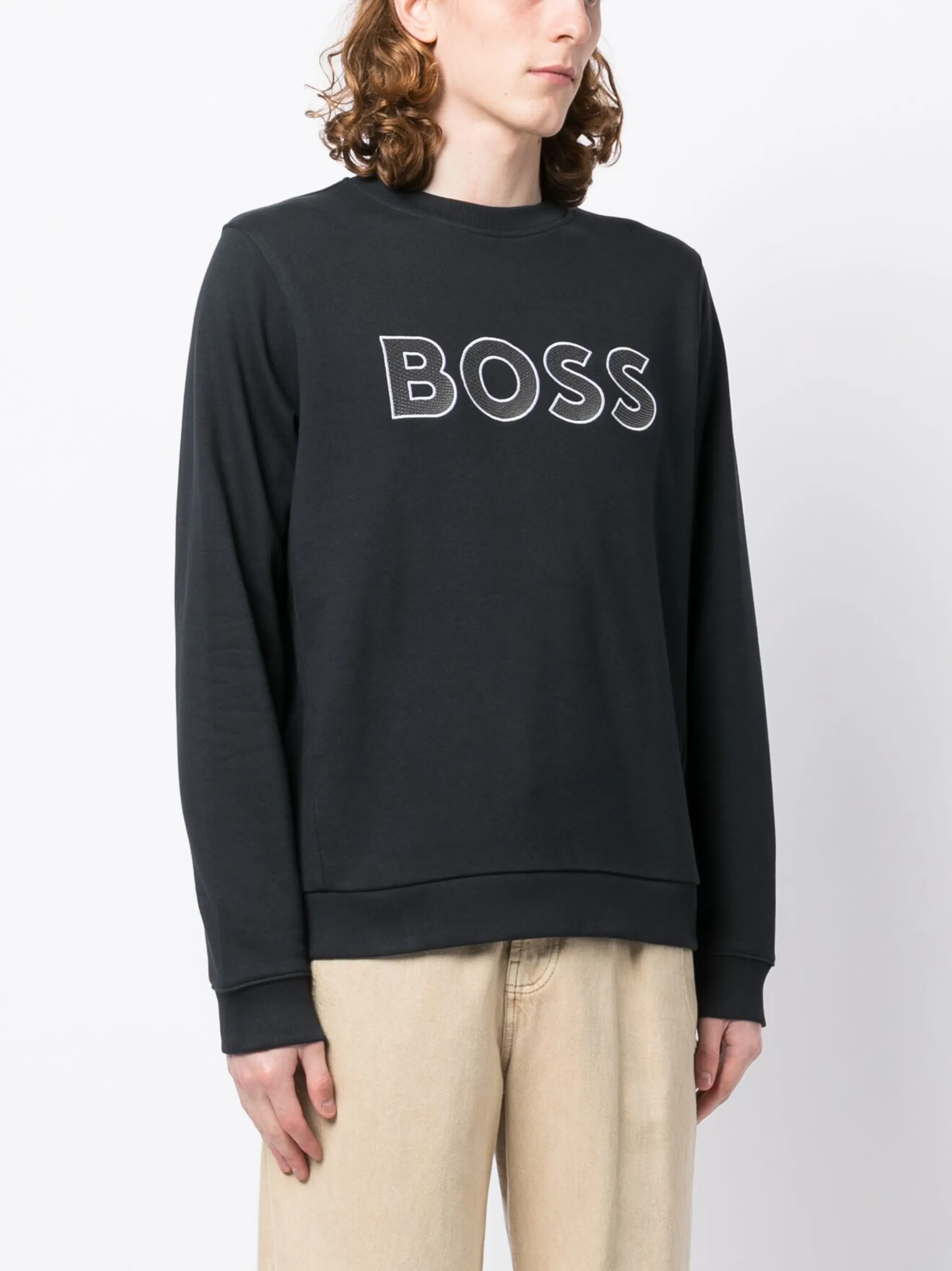 Толстовка с вышитым логотипом Boss, черный — фото 3