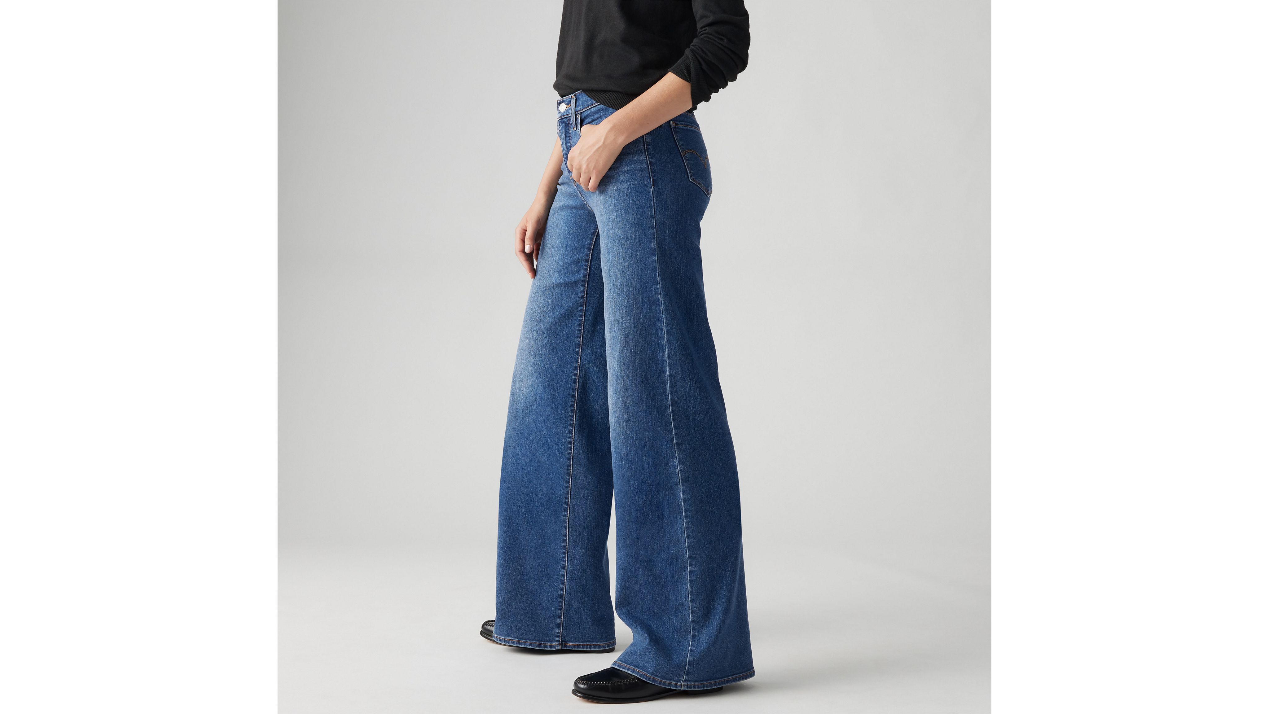 Женские джинсы Levi's 318 Shaping Wide Leg, темно-синий — фото 3
