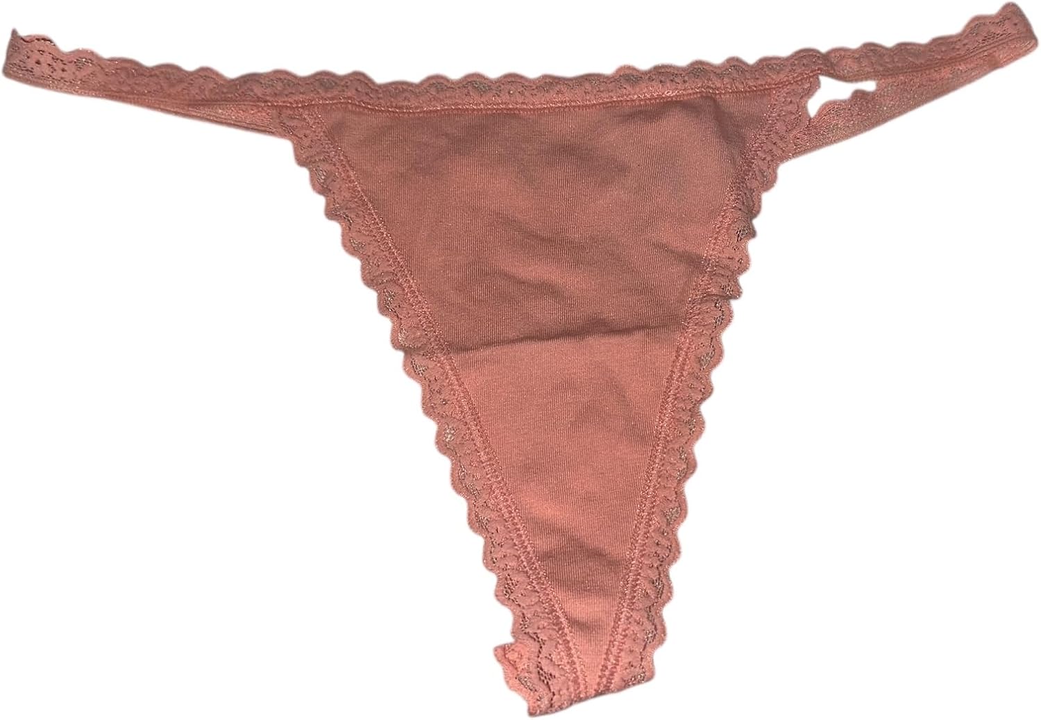 Трусики V-стринг Victoria's Secret из гладкого хлопка с кружевной отделкой, цвет Peach, мягкая эластичная ткань, комфорт, новые — фото 3