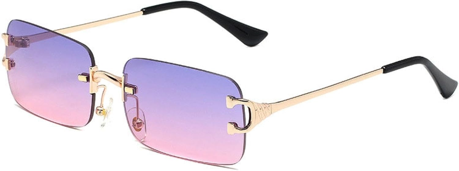 

Солнцезащитные очки с защитой от УФ-излучения UV400 | Безободковая металлическая маленькая золотистая оправа | Для женщин и мужчин, для занятий спортом на открытом воздухе и вождения DSVIGF, C6