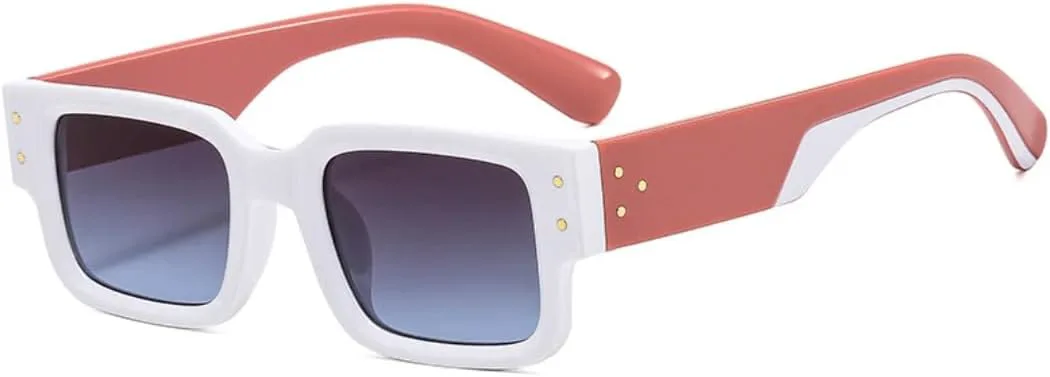 

Ретро женские двухцветные солнцезащитные очки с заклепками, модные заклепки, мужские солнцезащитные очки UV400 с градиентным покрытием HHZZYVY, White Pink Gray Blue