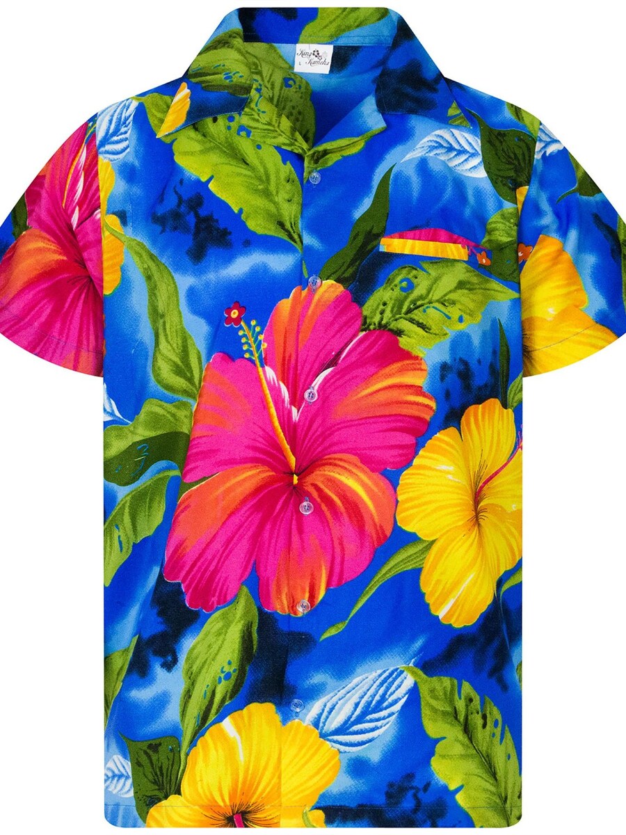 

Рубашка King Kameha Hawaiian Big Flower, светло-синий
