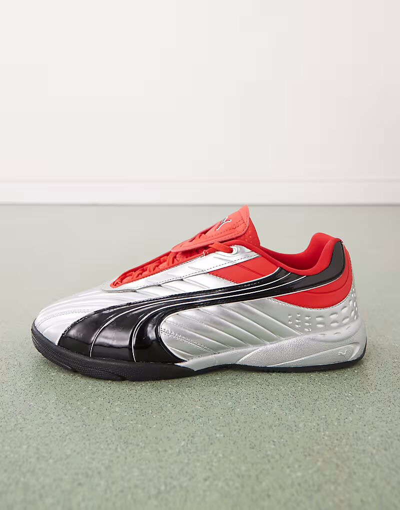 Кроссовки Puma V1PER серебристого и красного цвета — фото 2