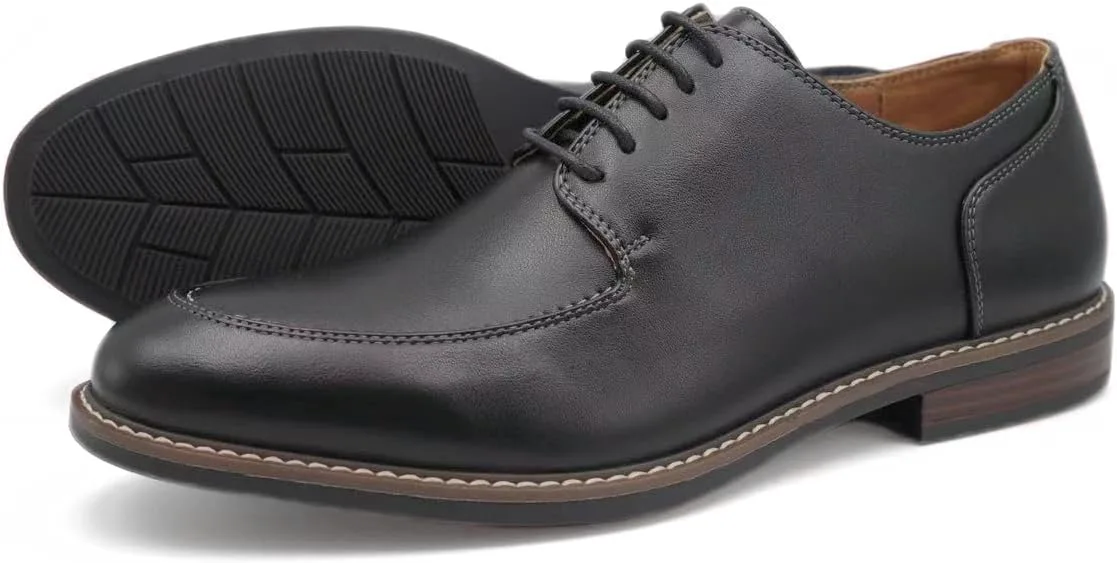 Туфли Finishing & Sewing Men's Moc Toe Lace Up Oxford Dress Shoes, черный — фото 4