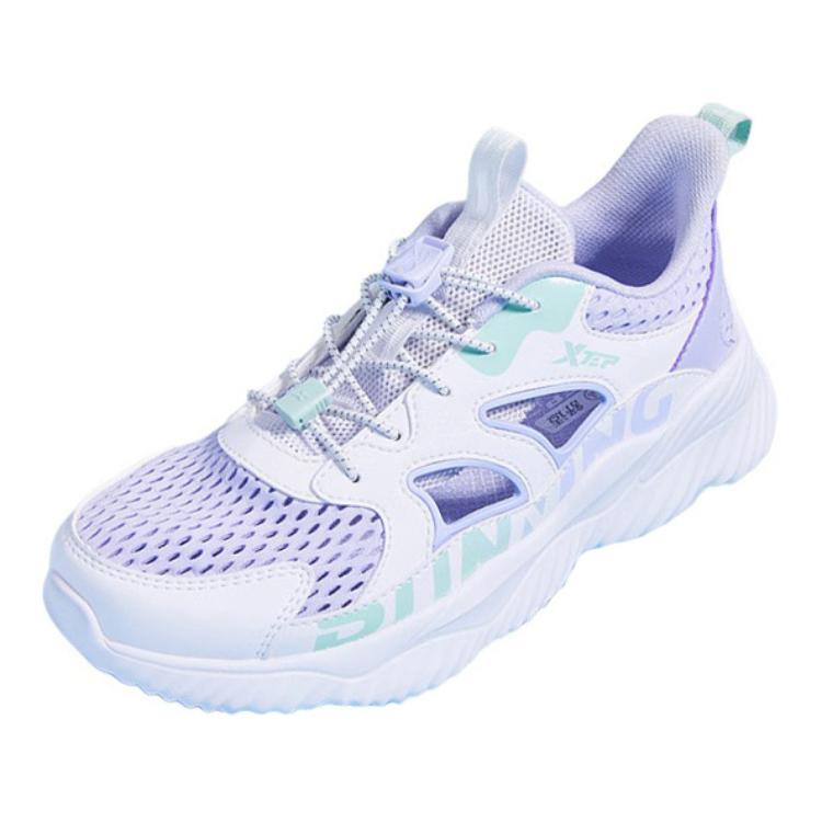 Скользоустойчивые амортизирующие низкие детские кроссовки для бега Purple White XTEP, Violet Blue/Special Step White — фото 4