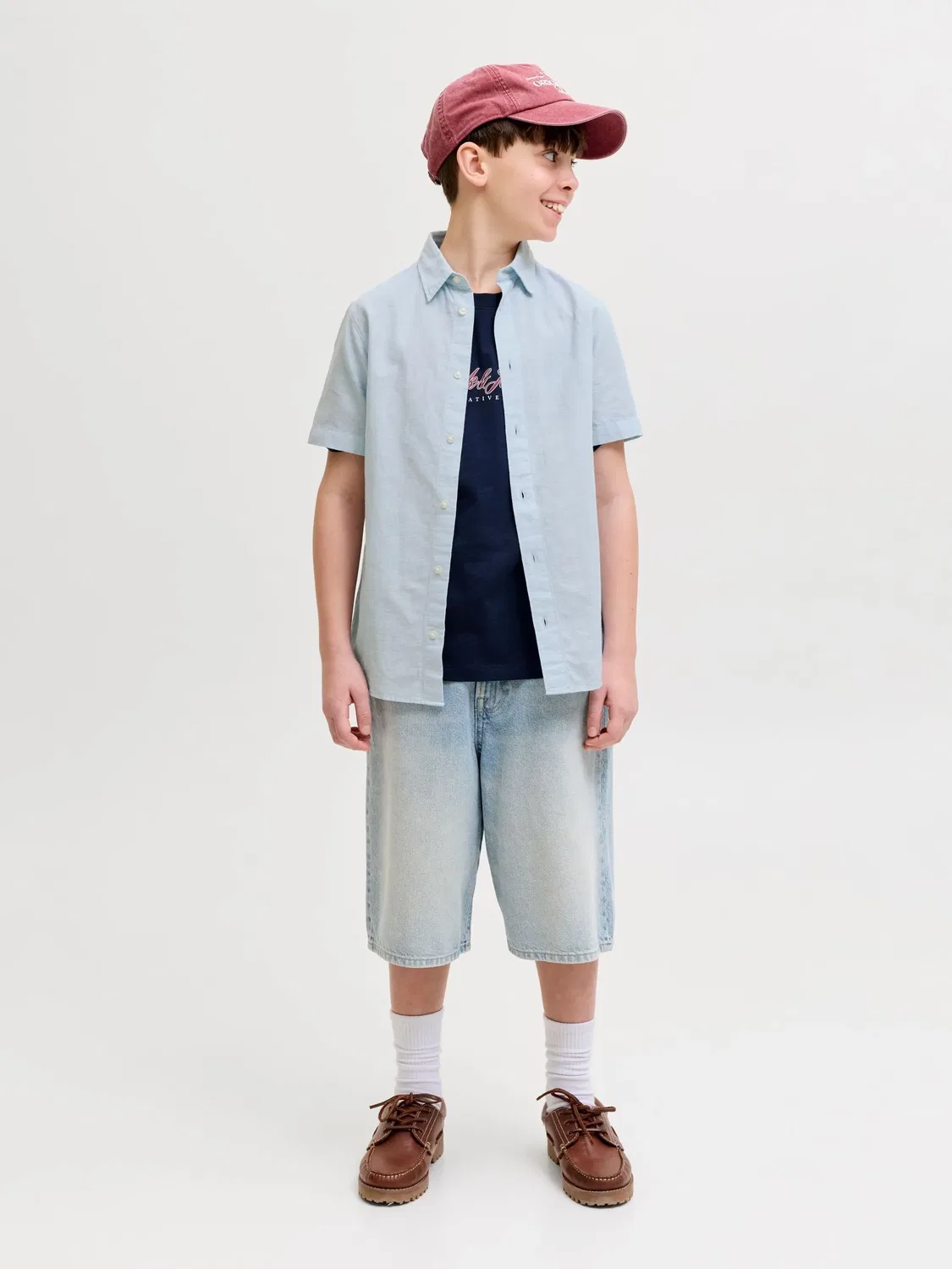 Рубашка из льна с хлопком, JACK & JONES Junior, celestial blue — фото 4