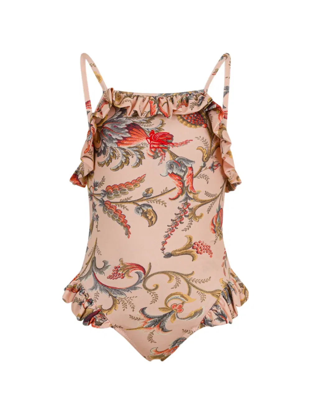 Купальник с цветочным принтом и оборками Etro Kids, розовый