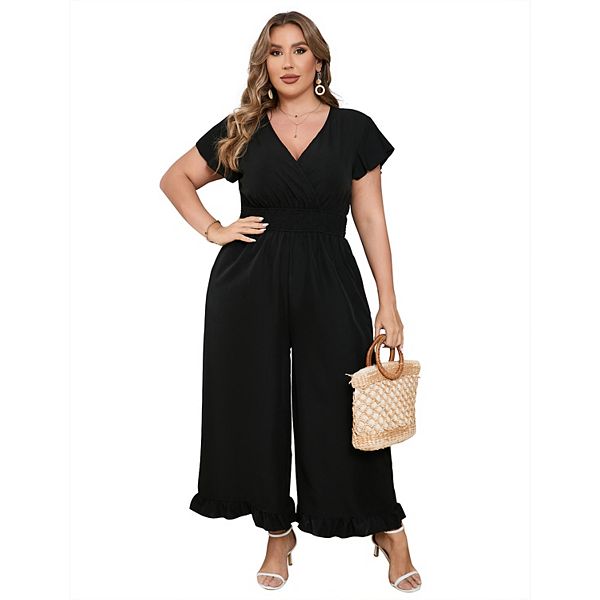 

Комбинезон Wonder plus size с короткими рукавами и эластичным поясом Xuba, Solid Black