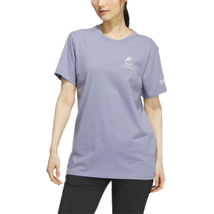 Adidas Футболка Women's Silver Gray Violet Crew Neck Moderate Straight Fit — фото 4