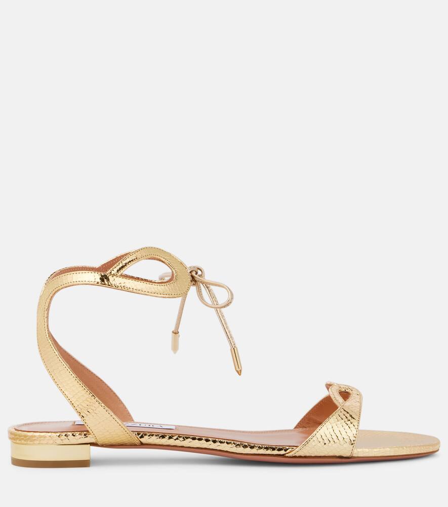 Песочники Tessa из металлизированной кожи Aquazzura, Soft Gold — фото 4