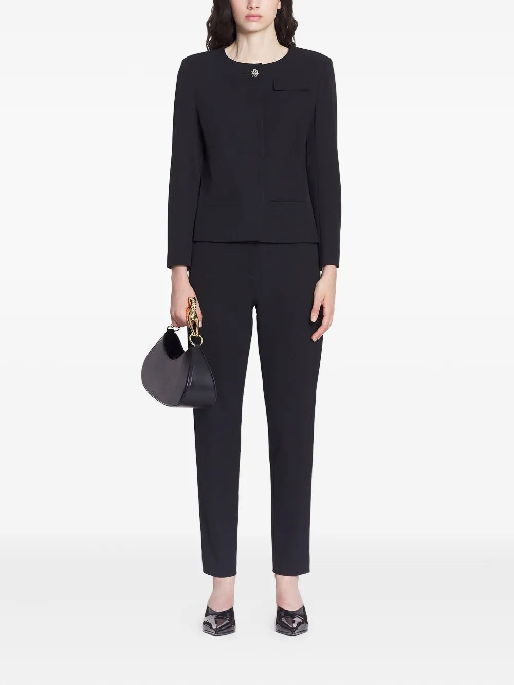 Брюки из хлопка в складку Lanvin, черный — фото 2