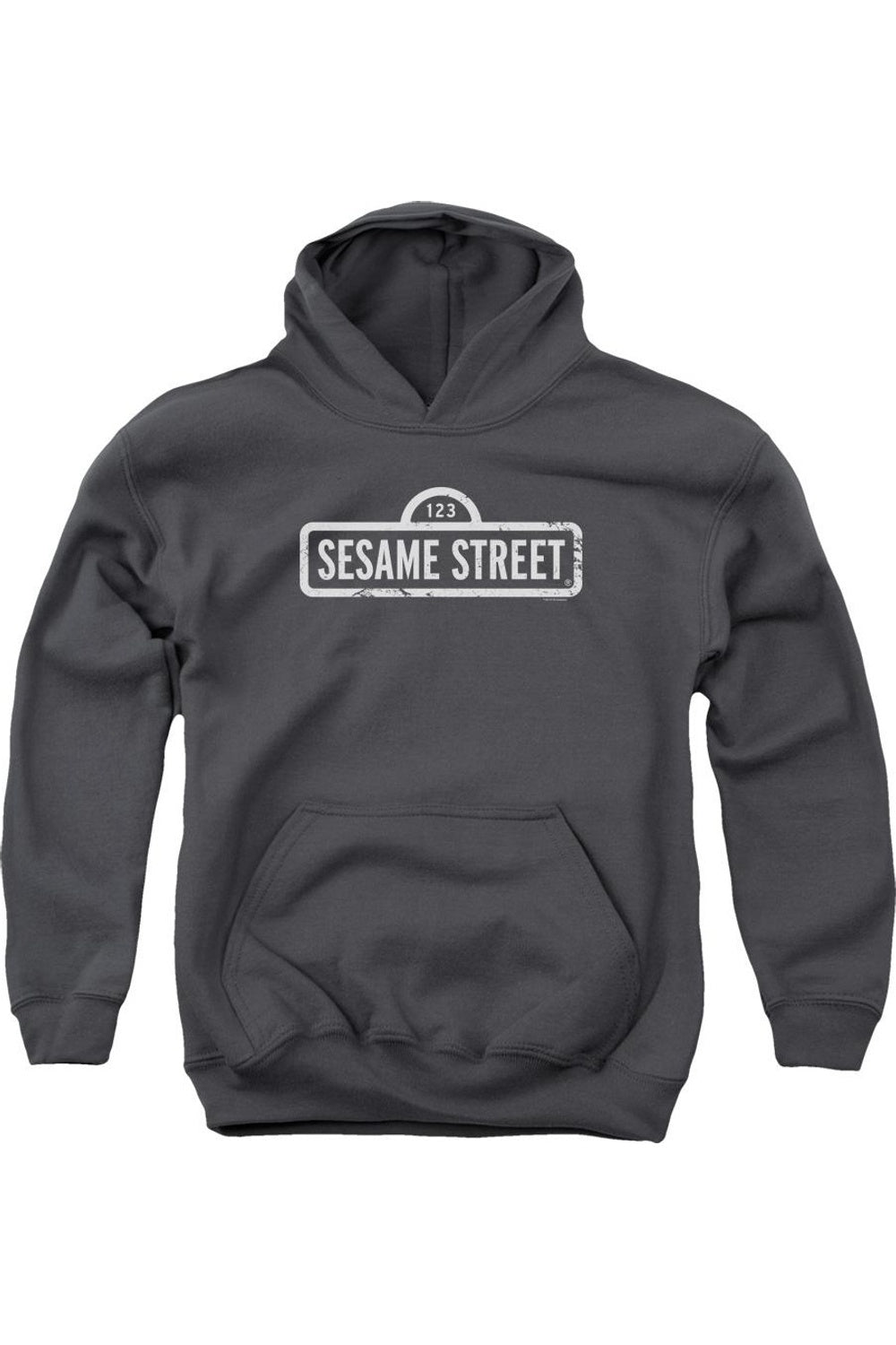 

Молодежная толстовка с логотипом Sesame Street в однотонном цвете Gildan, Charcoal