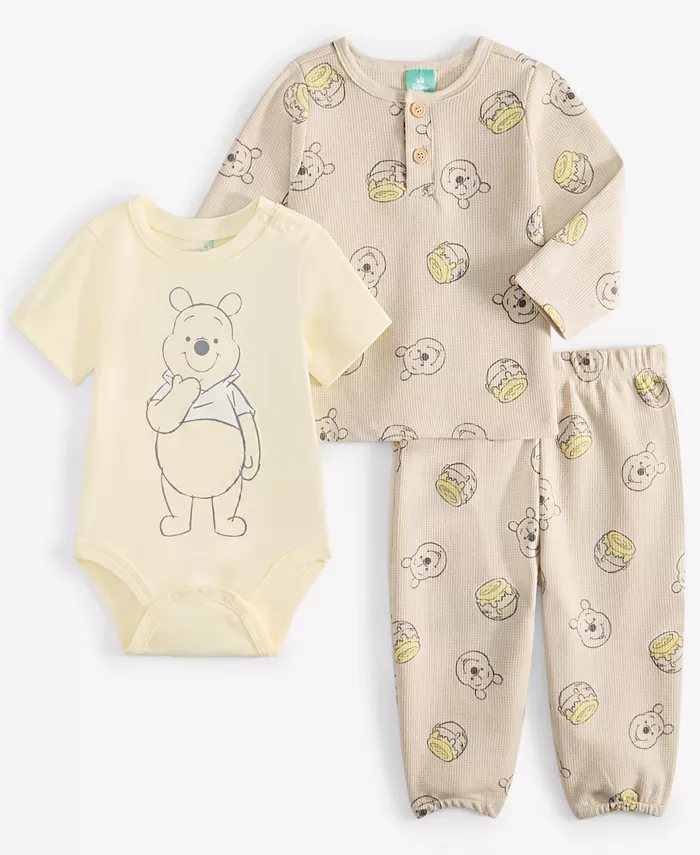 

Комплект для мальчиков Baby Boys Winnie-the-Pooh: боди, теплая рубашка-поло и теплые штаны, 3 предмета Disney, коричневый/бежевый