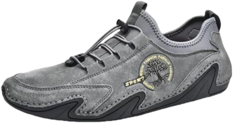 

Мужские кроссовки большого размера - спортивный дизайн для повседневной носки, работы и легких походов с прочной резиновой подошвой Hoalox, серый