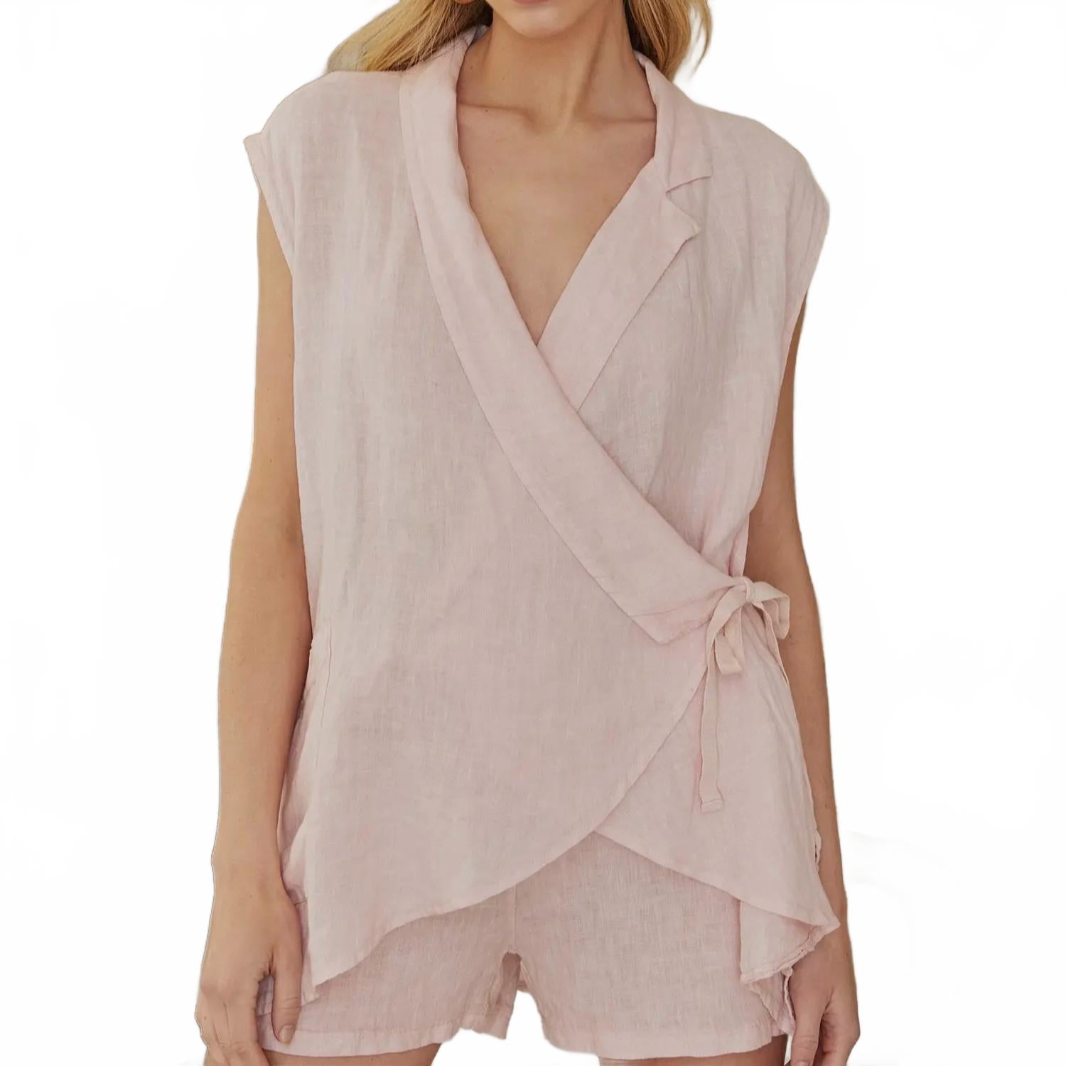 

Розовый топ-боди из льна Milio Milano