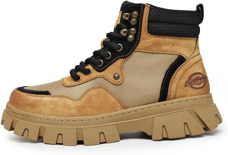 

Мужские высокие модные спортивные ботинки, повседневная спортивная обувь, дышащие, противоскользящие туристические ботинки Lhyxu, коричневый